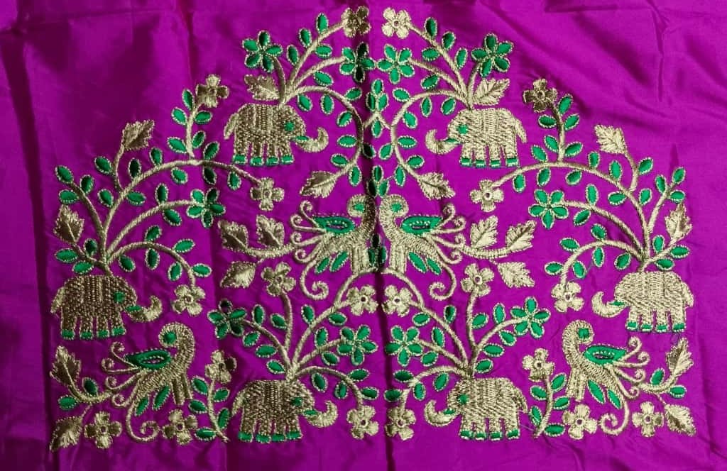 elephant & floral computer embroidery design (code: c 103)