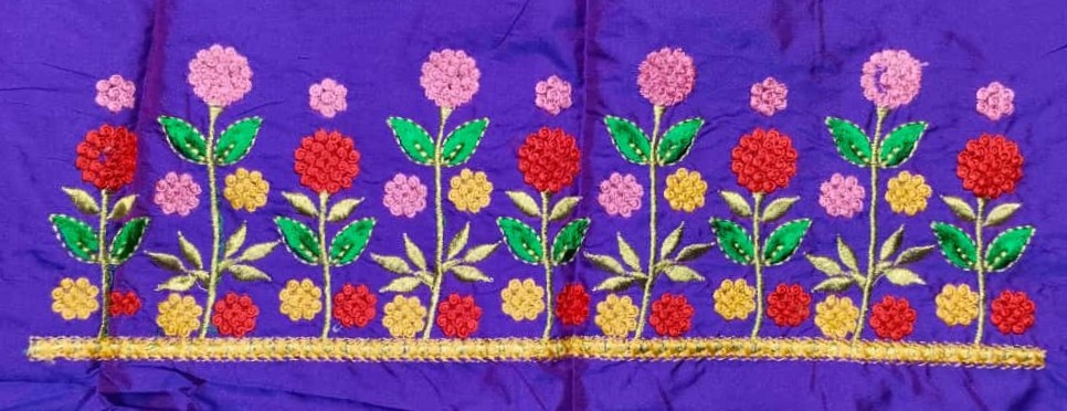 u neck embroidery design with fabric (code: c 117)