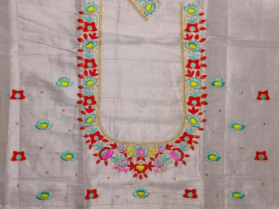 floral neck embroidery design (code: c 125)