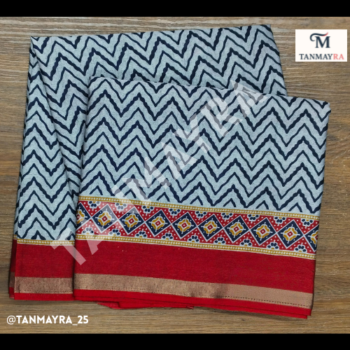ash color with navy blue shade, kalamkari print daily wear saree
