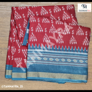 maroon color ikat print daily wear saree