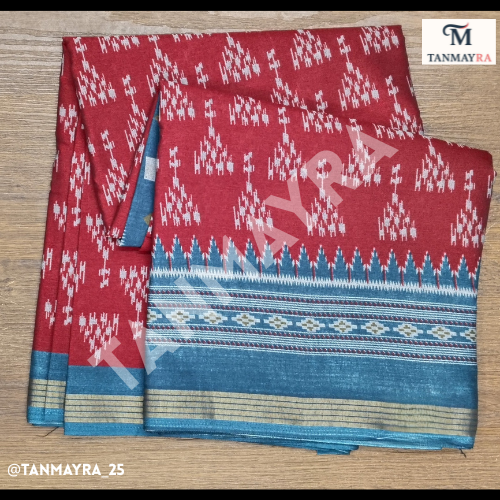 maroon color ikat print daily wear saree maroon color ikat print daily wear saree