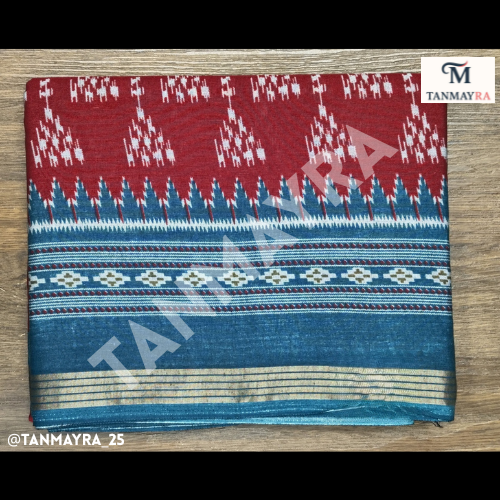 maroon color ikat print daily wear saree maroon color ikat print daily wear saree