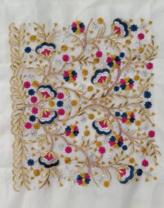 u neck embroidery work with fabric, c 129
